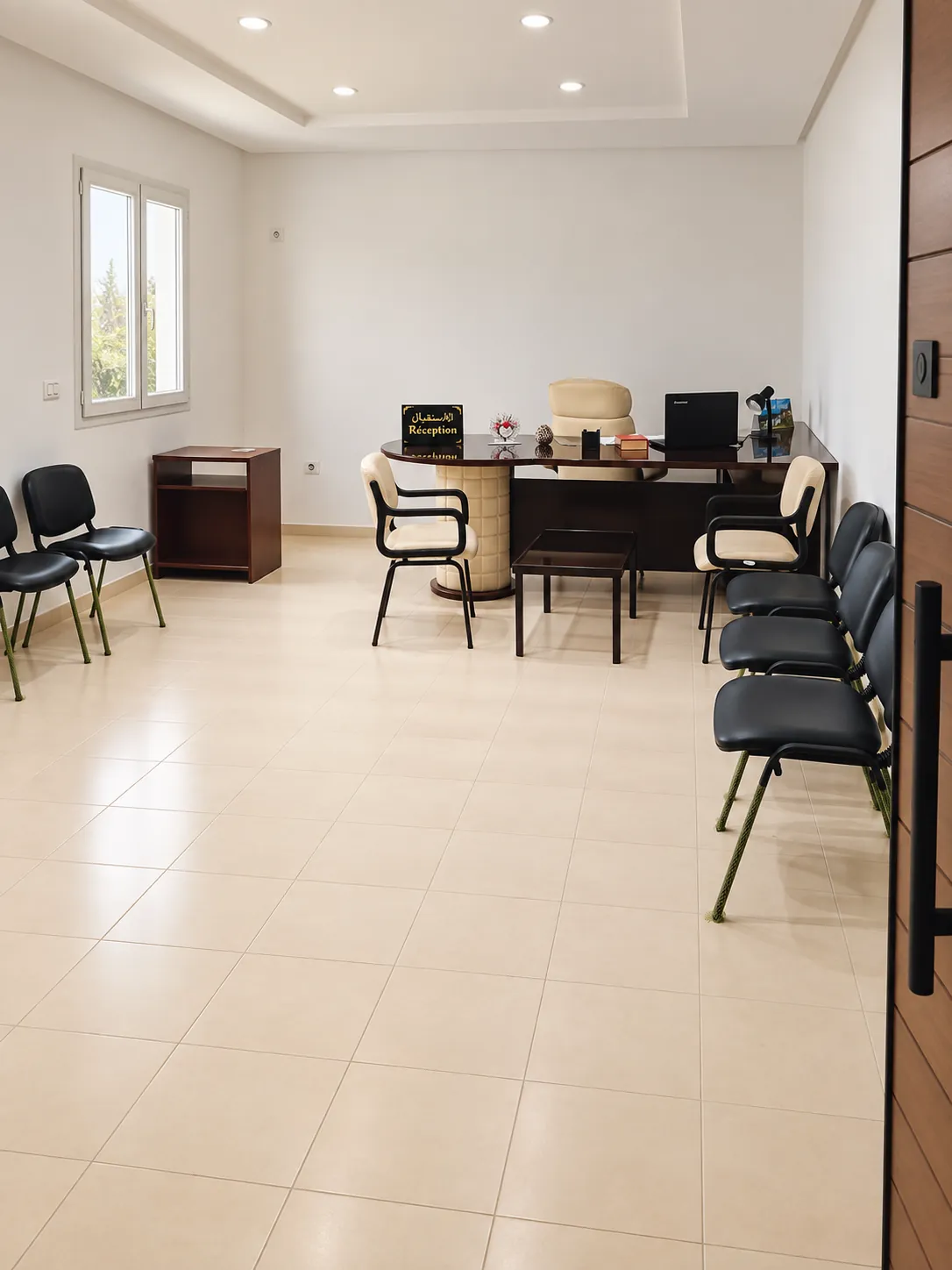 Espace d'accueil et salle d'attente du centre Relaxeo à Djerba Midoun